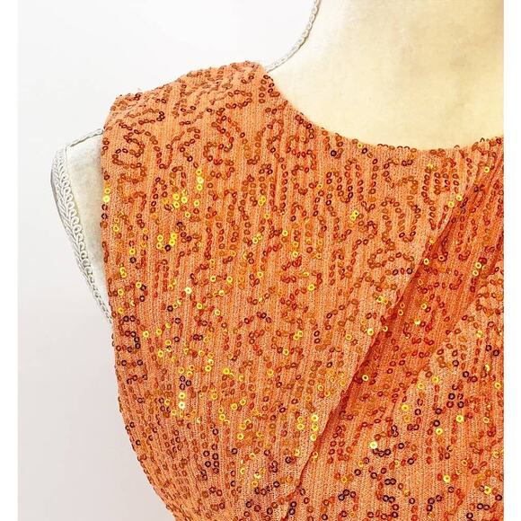 Stine Goya Womens Louiza Sequin Mini Dress Small Orange Drape Sleeveless NWOT - Picture 5 of 11